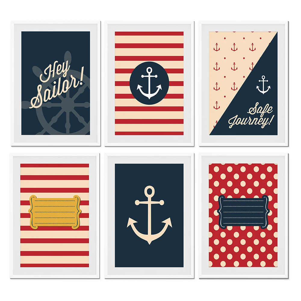 

Nordic Nautical Print Canvas Painting,Sailing Wall Picture, Sailor Art Poster，Nursery Decor