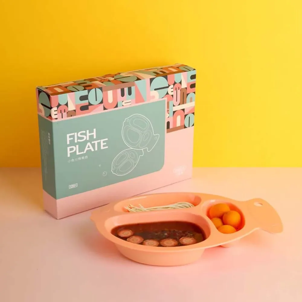 

Fish Shape Divided Baby Plate Adorable Baby Plate Premium Baby Eating Plate