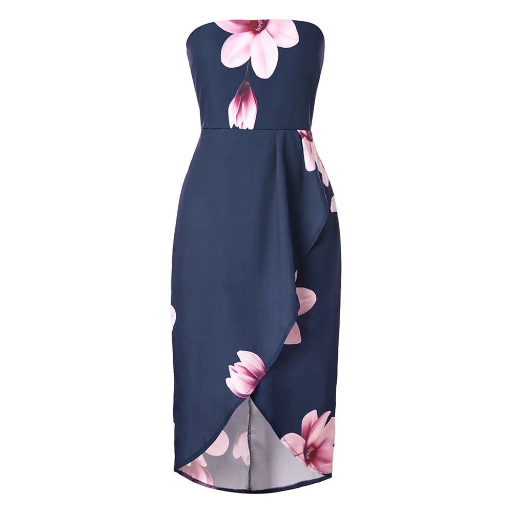 2019 модное сексуальное женское платье с цветочным принтом Несимметричное