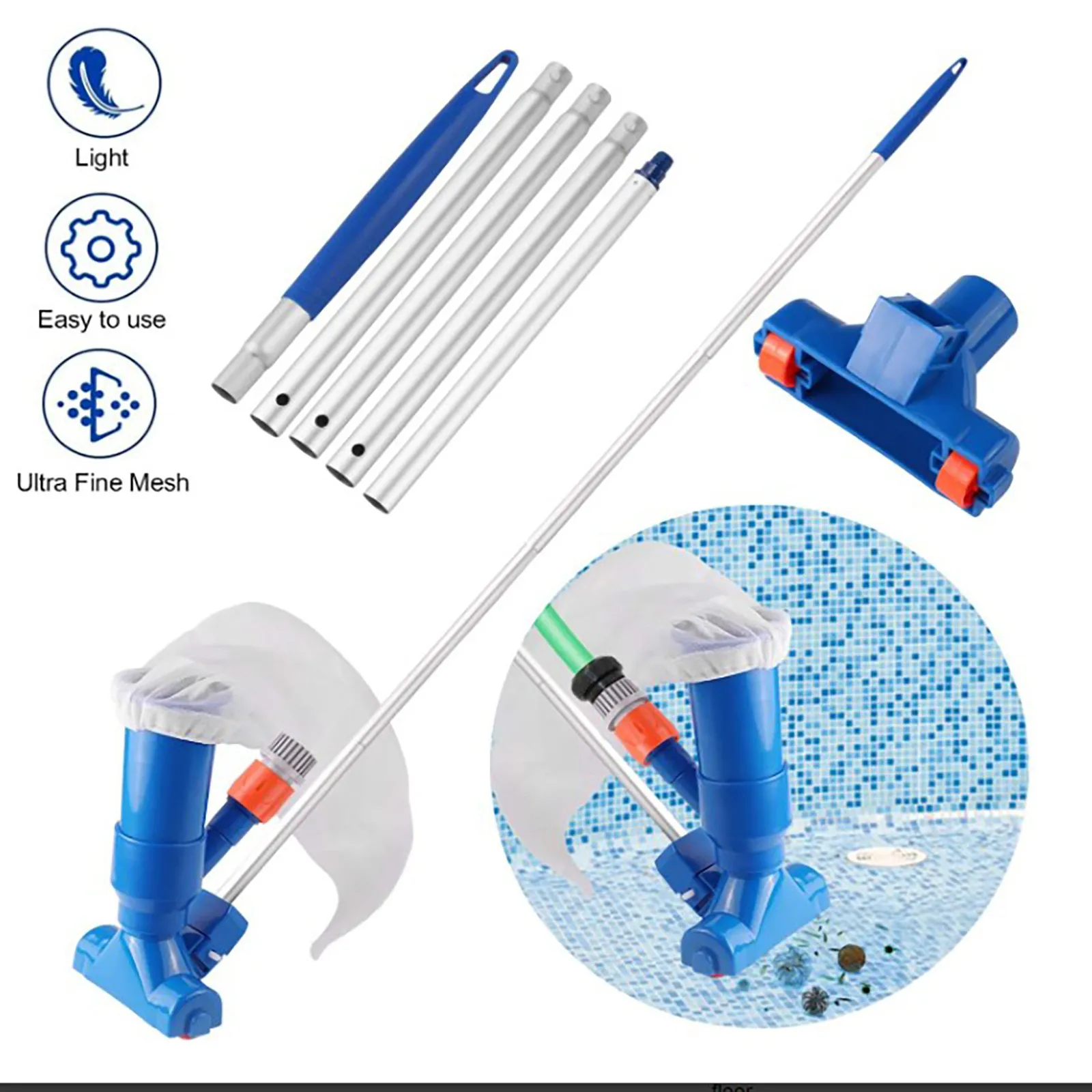 

Portable Swimming Pool Vacuum Cleaner Dosing Thermometer Cleaning Combination