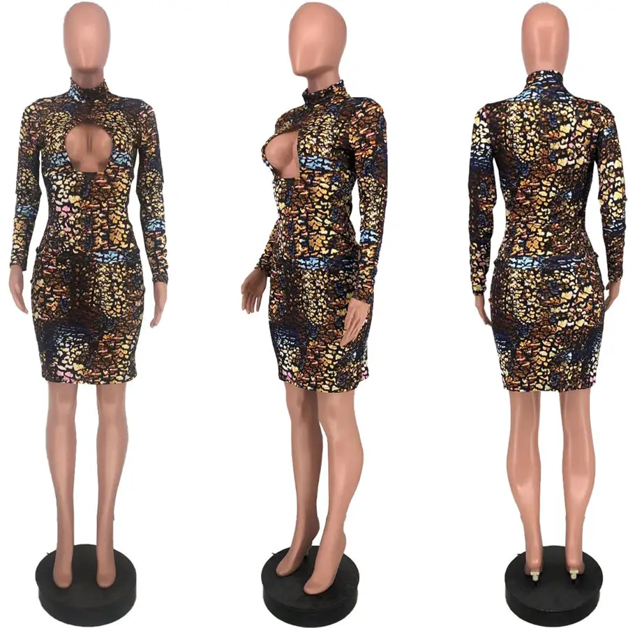 

Women Bodycon Midi Dress Long Sleeve Sexy Club Party Pencil Cut Out Open Front Mini Dresses Spring