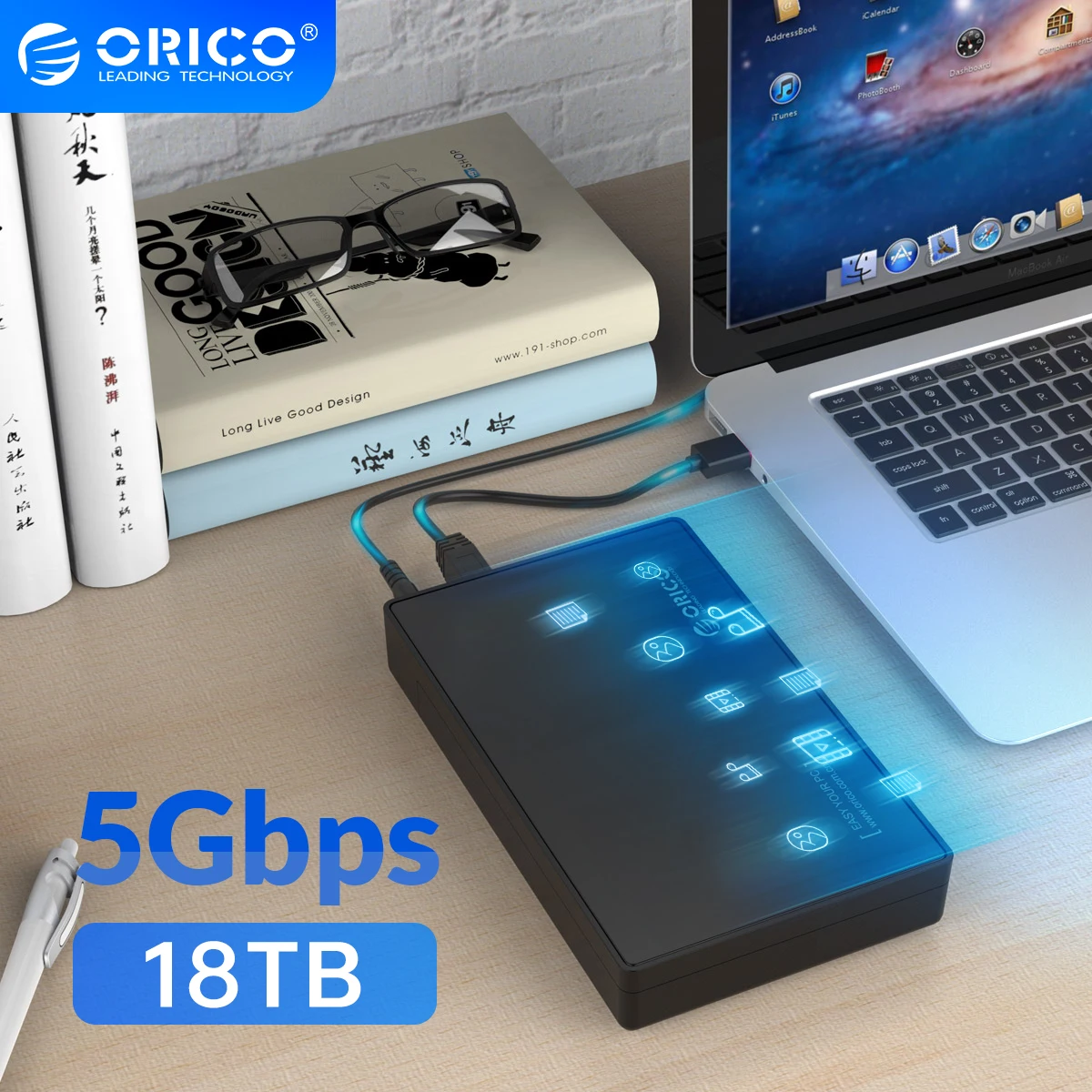 ORICO 3.5 Inch HDD Case USB 3.0 5Gbps to SATA Support UASP and 18TB Drives Designed for Notebook Desktop PC Hard Drive Enclosure