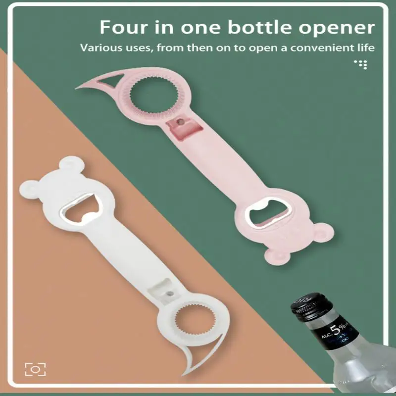 

4in1 Off Jar Opener Slip Proof Seniors Creative Beverage Cans Beer Opener Stainless Steel Manual Corkscrew Home Kitchen Gadgets
