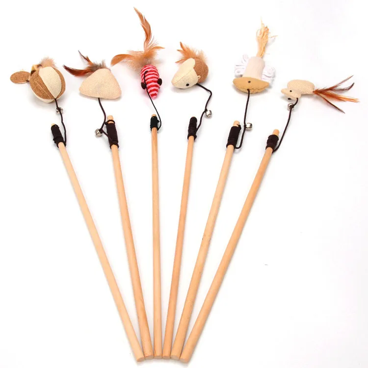 Игрушка прорезыватель для кошек 40 см перо льняная палочка кошачий Ловец кошачьи