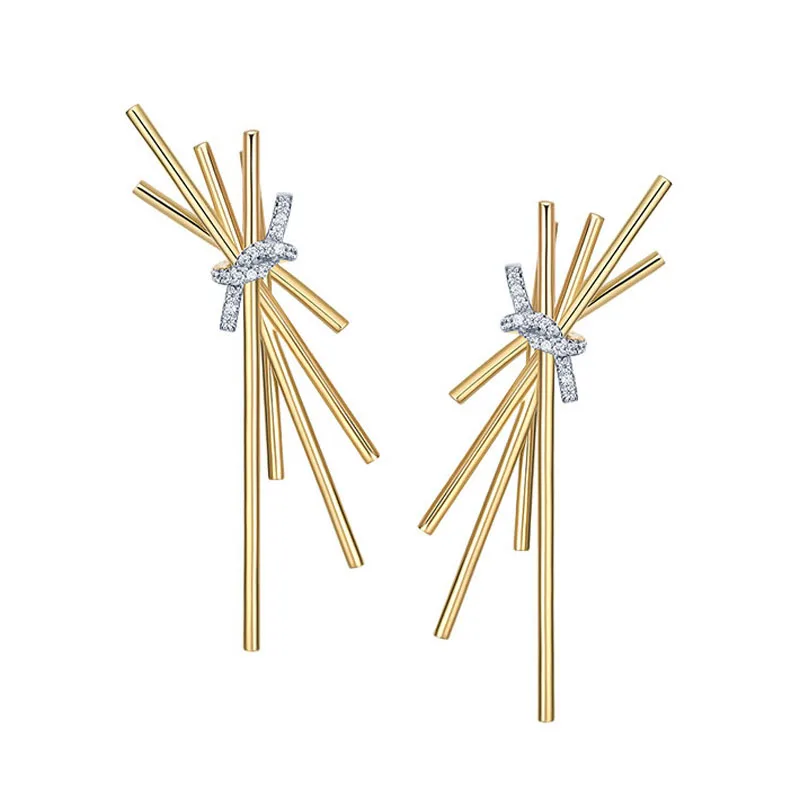 Женские серьги Спагетти из серебра 925 пробы с фианитом|Серьги-гвоздики| |