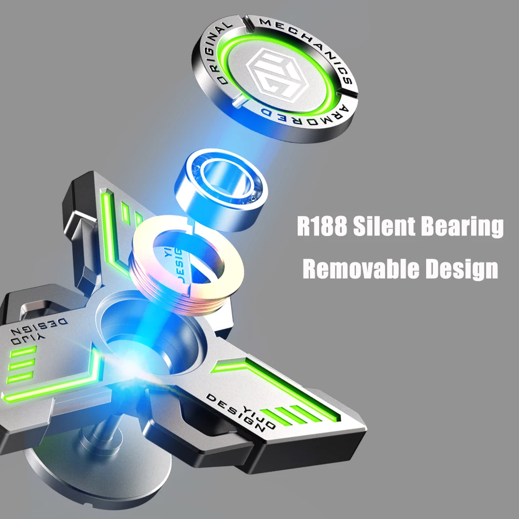Spinner giratorio luminoso de mano para adultos, juguete de aleaci&oacute;n de Metal, rodamiento silencioso R188, giroscopio noctilucente para alivio del estr&eacute;s-2