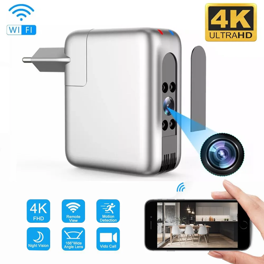4K Беспроводной Wi Fi мини Камера USB Зарядное устройство micro безопасности камера IP