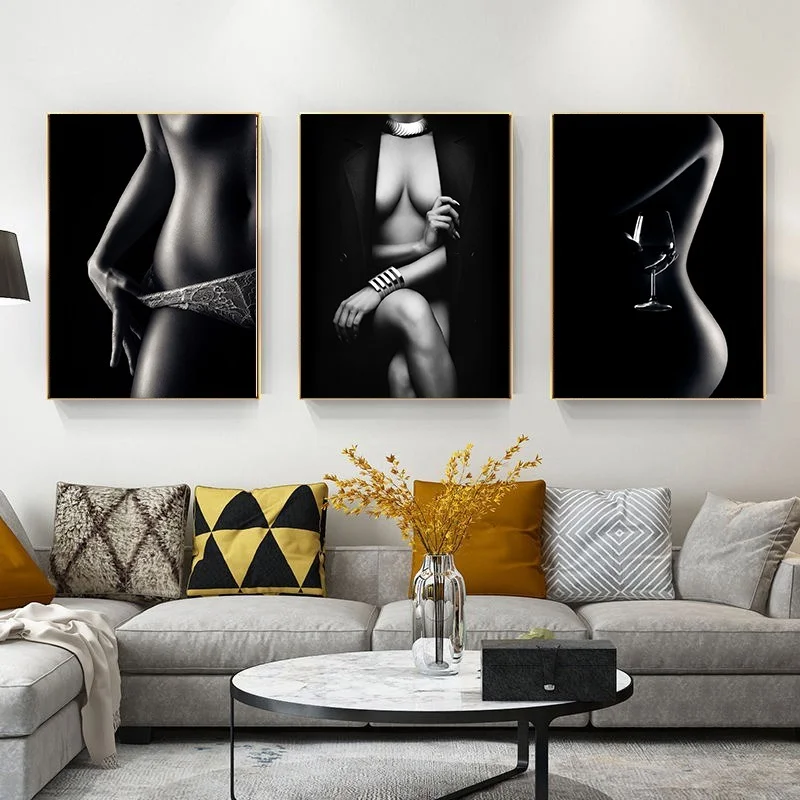 

Black and White Sexy Naked Africa Women Canvas Painting Oil Painting Wall Art Picture Poster Modern in Livingroom Decor Home