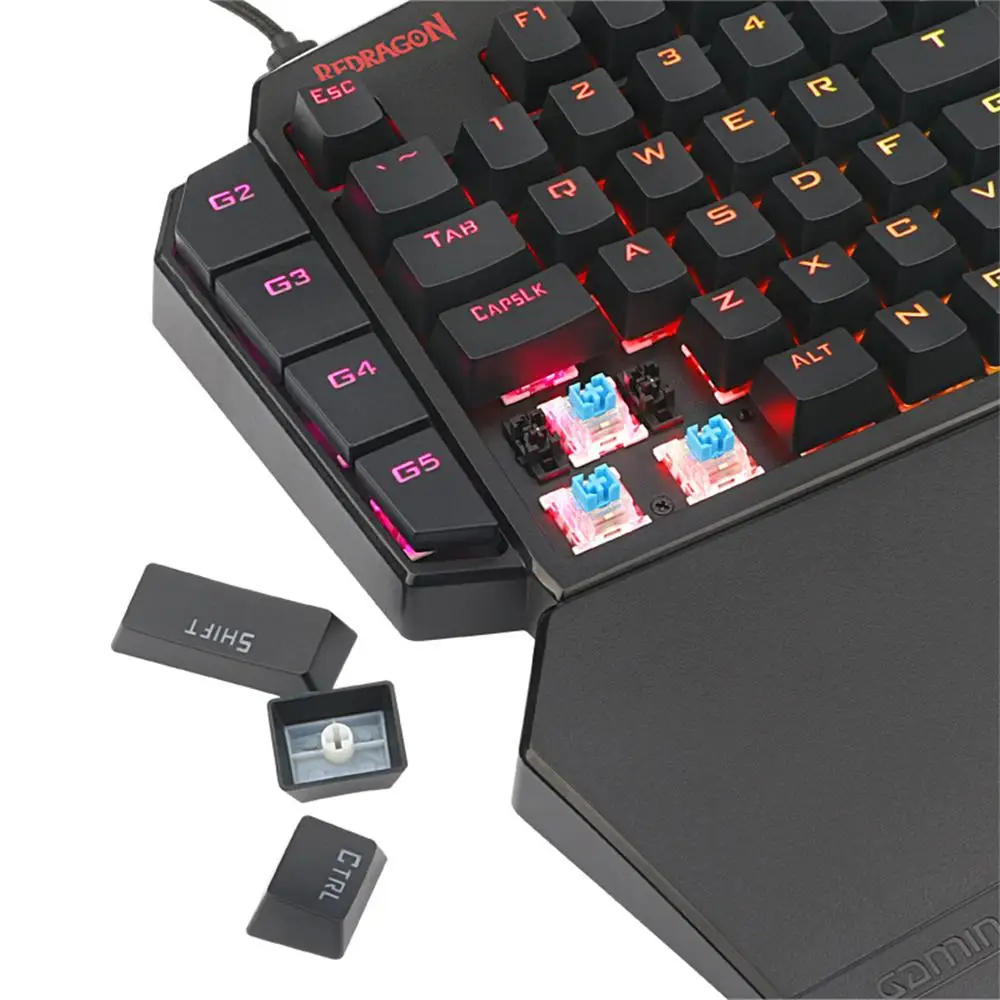 

Redragon DITI K585 One-Handed Mechanical Gaming Keyboard RGB Backlit Hotswap Blue Switch Programmable Macro Keys Wired Keyboard