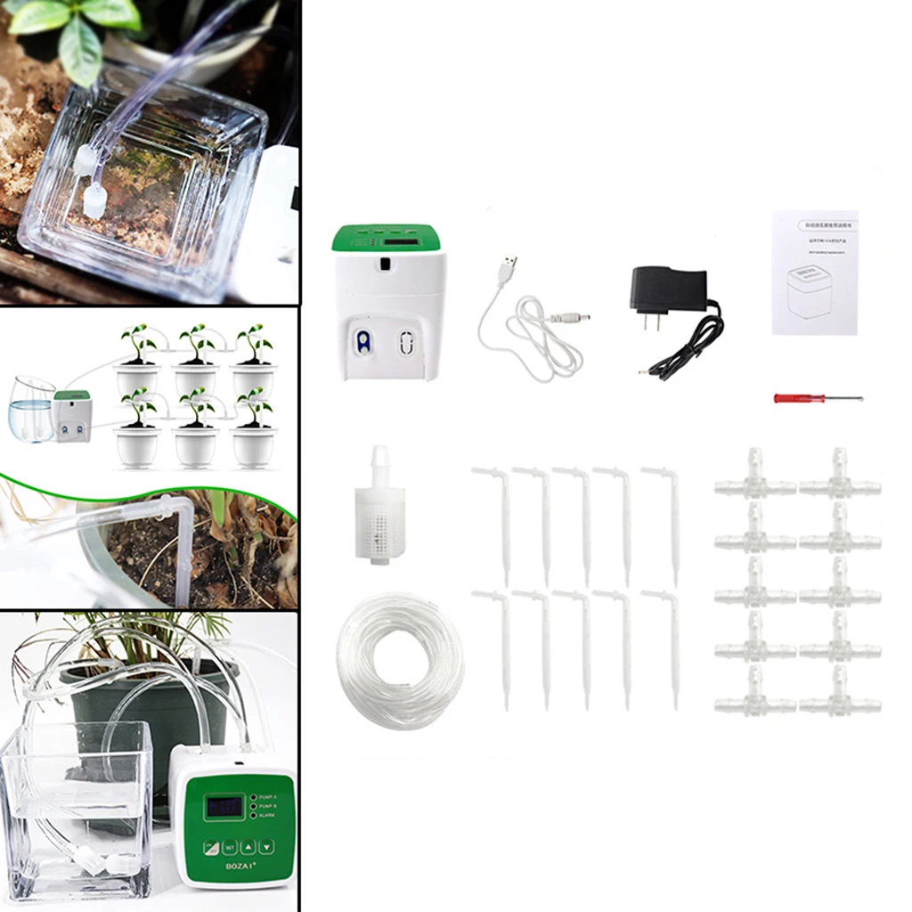 Automatic Watering System Drip Tape Irrigation Kit Double Pump 15 Pots US Plug Multi-function Settings |