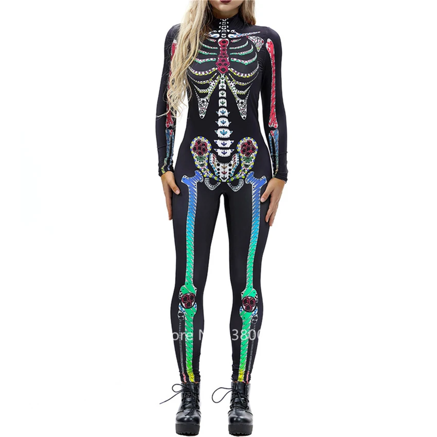 Женский карнавальный костюм День мертвых скелетов ведьмы на Хэллоуин вечерние