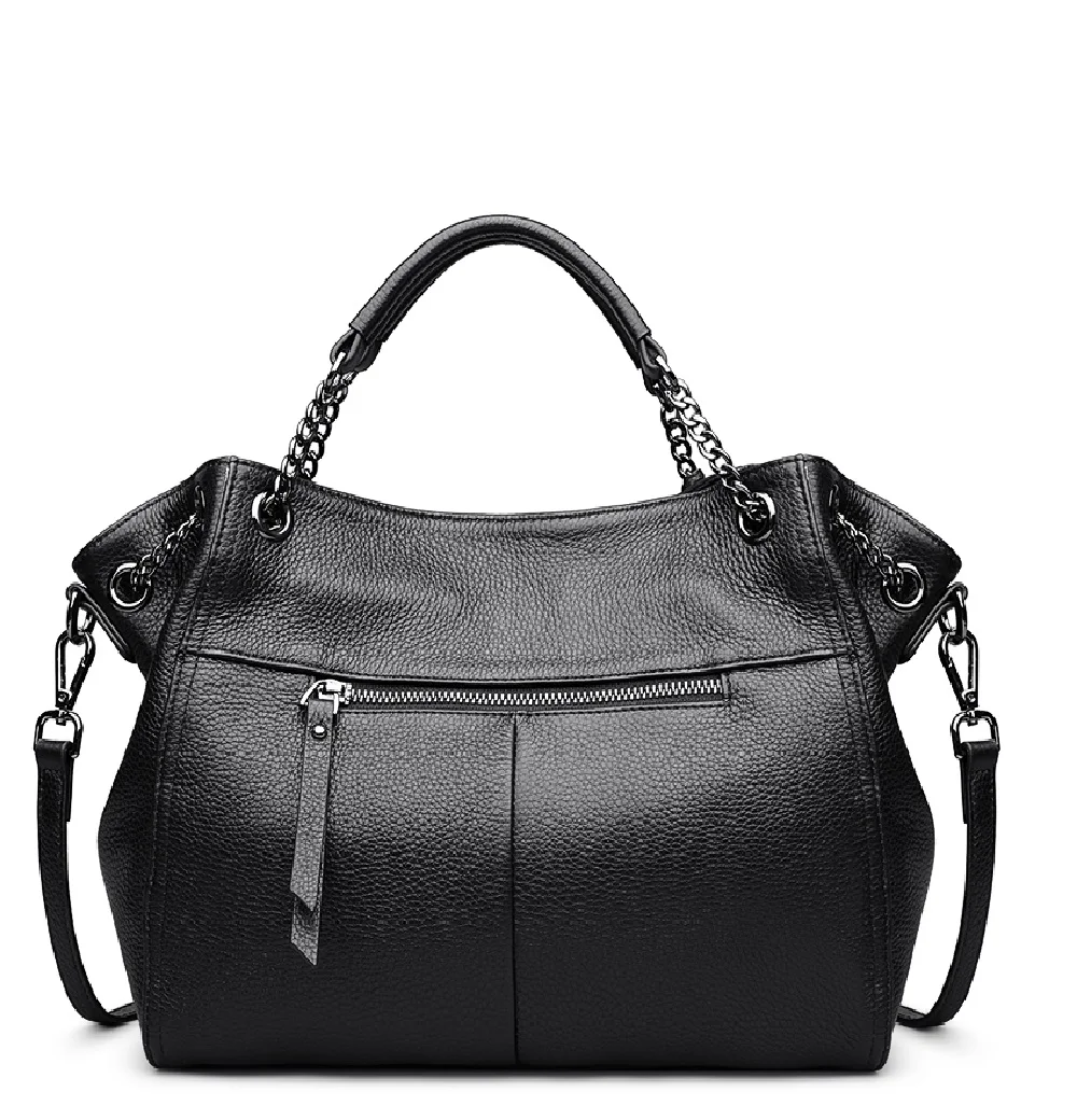 Женская сумка из воловьей кожи ZOOLER черная дизайнерская на плечо натуральной