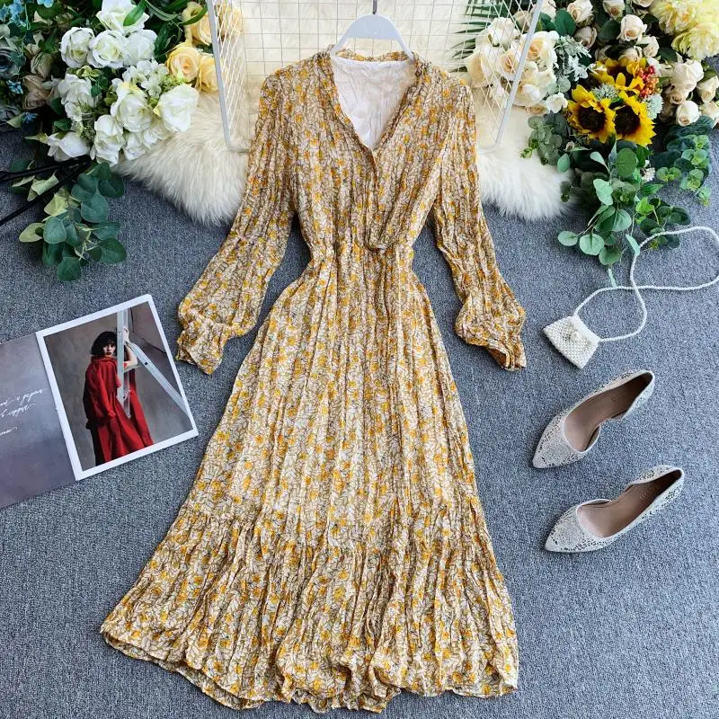 Женское длинное платье-макси повседневное шифоновое платье выше колена с