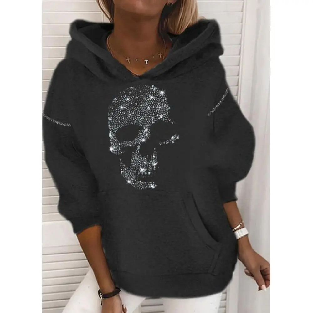

Ladies Sport Color Block Casual Round Neck Pocket Sweatshirt with Hood