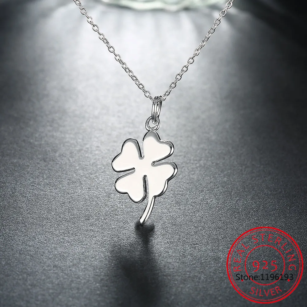 Подлинное 925 пробы серебро Клевер четырехлистник очарование Цепочки и ожерелья