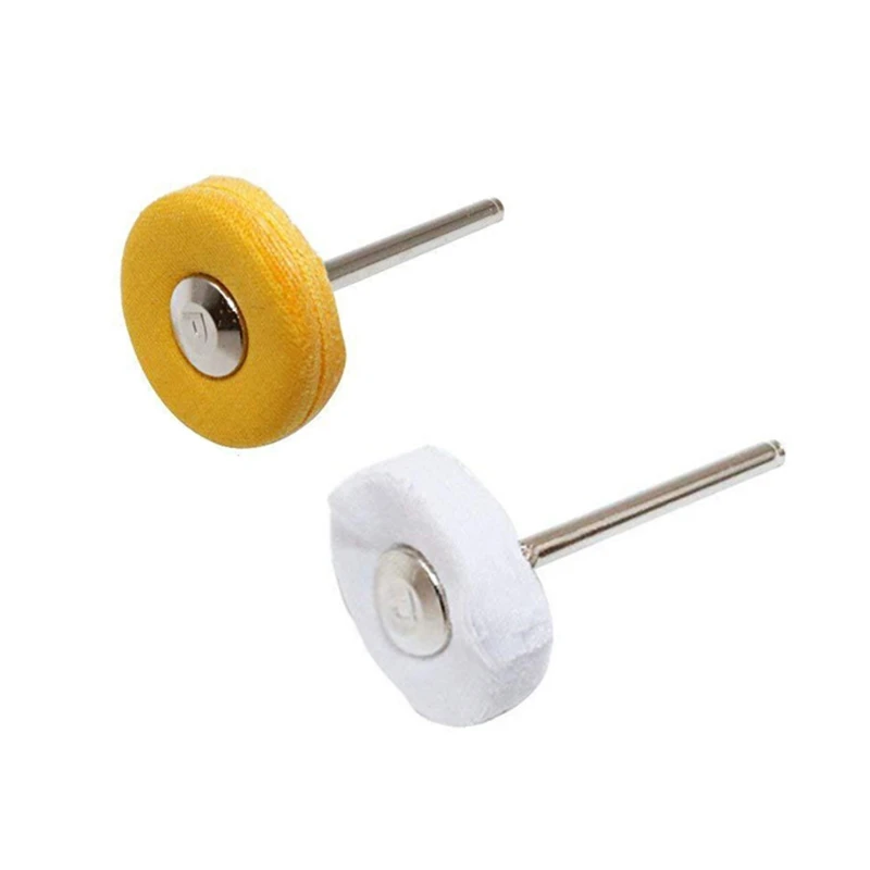 

White Yellow Polishing Cotton T Style Polish Buffing Wheel Grinding Head Cloth Grinder Head Drill Rotary Tool Accessories 10pcs