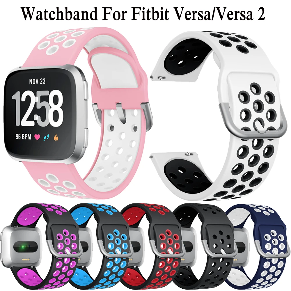 

Двухцветный силиконовый ремешок для часов, ремешок для браслета Fitbit versa Смарт-часы с заменой ремешка, регулируемый ремешок для фитнес-брасл...