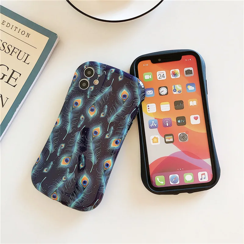 Роскошный чехол для телефона с павлиньими перьями iphone 11 Pro Max 7 8 plus X XR XS SE 2020 задняя