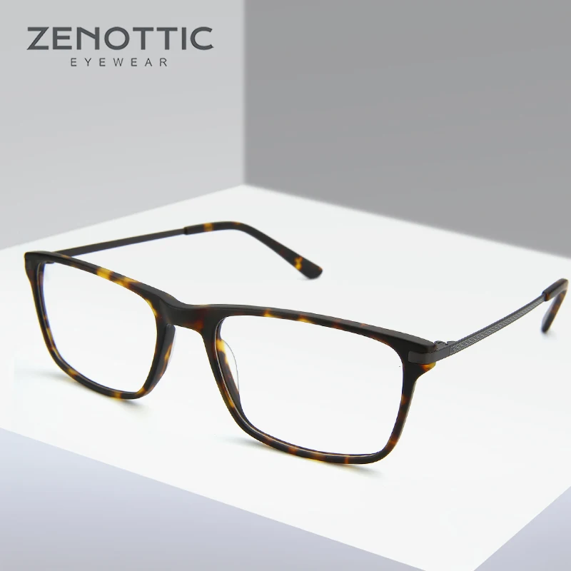 Винтажные ацетатные оправы для очков ZENOTTIC мужчин ультралегкие квадратные