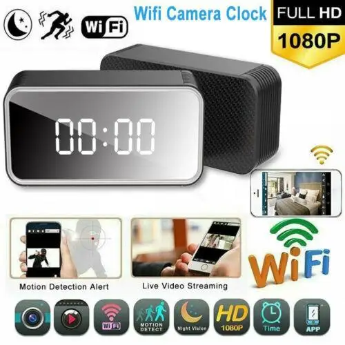 

H13 WIFI Clock Camera 4K HD Support Max 128GB Memory Card 6M Detect Distance AVI Video Home Security Monitor