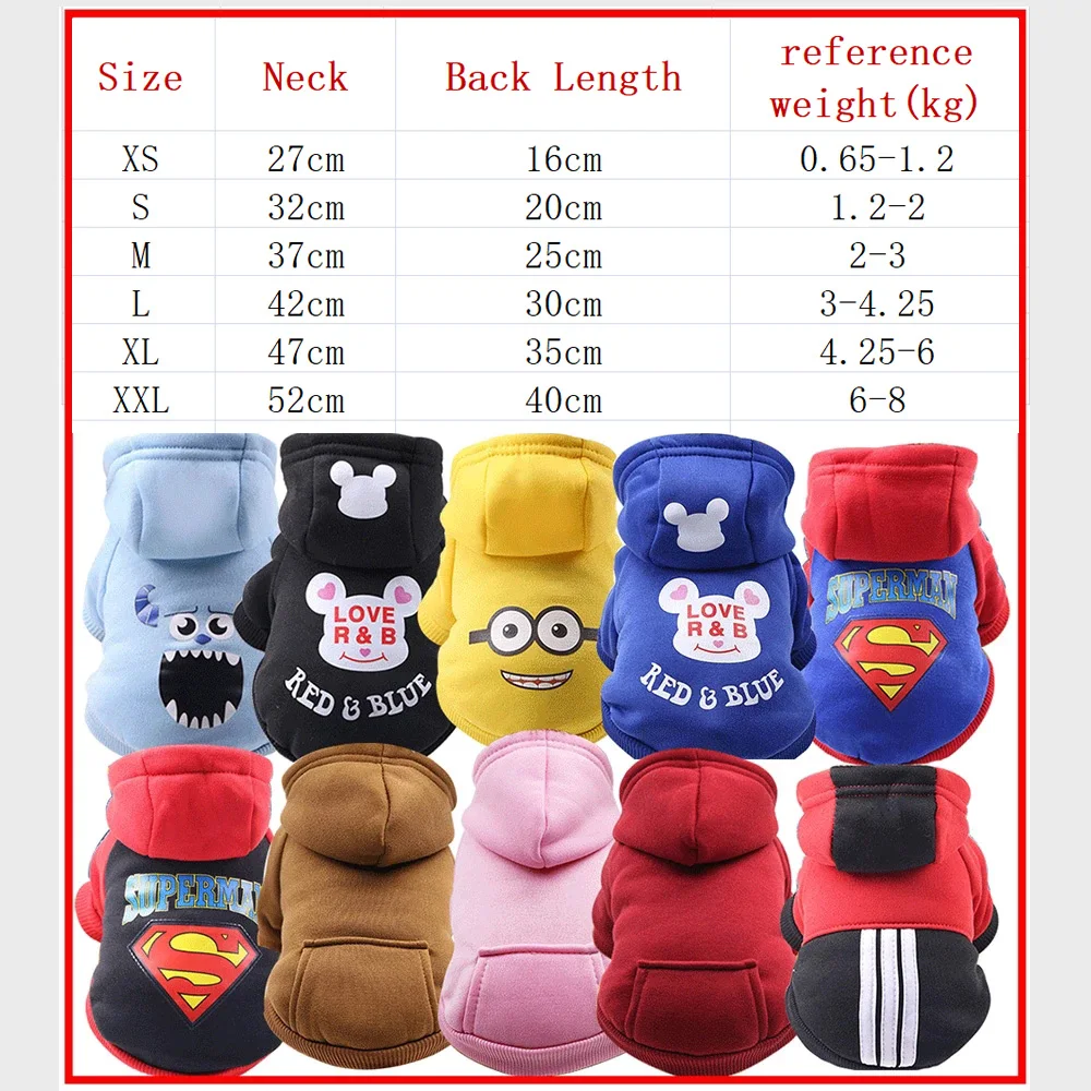 Hoodies dog clothes Pet cat Christmas winter cartoon hooded sweater warm chihuahua for smail big dogs | Дом и сад