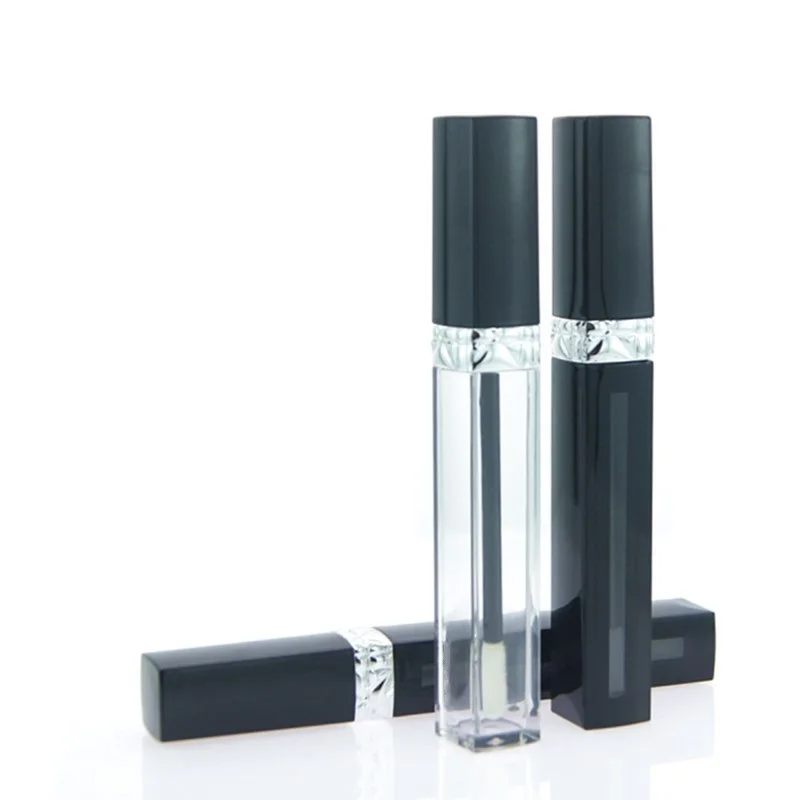 5ML Empty Lip Gloss Tubes Square Black Clear Cosmetic Container Lipgloss Packaging with Wands 10pcs 30pcs 50pcs | Красота и здоровье