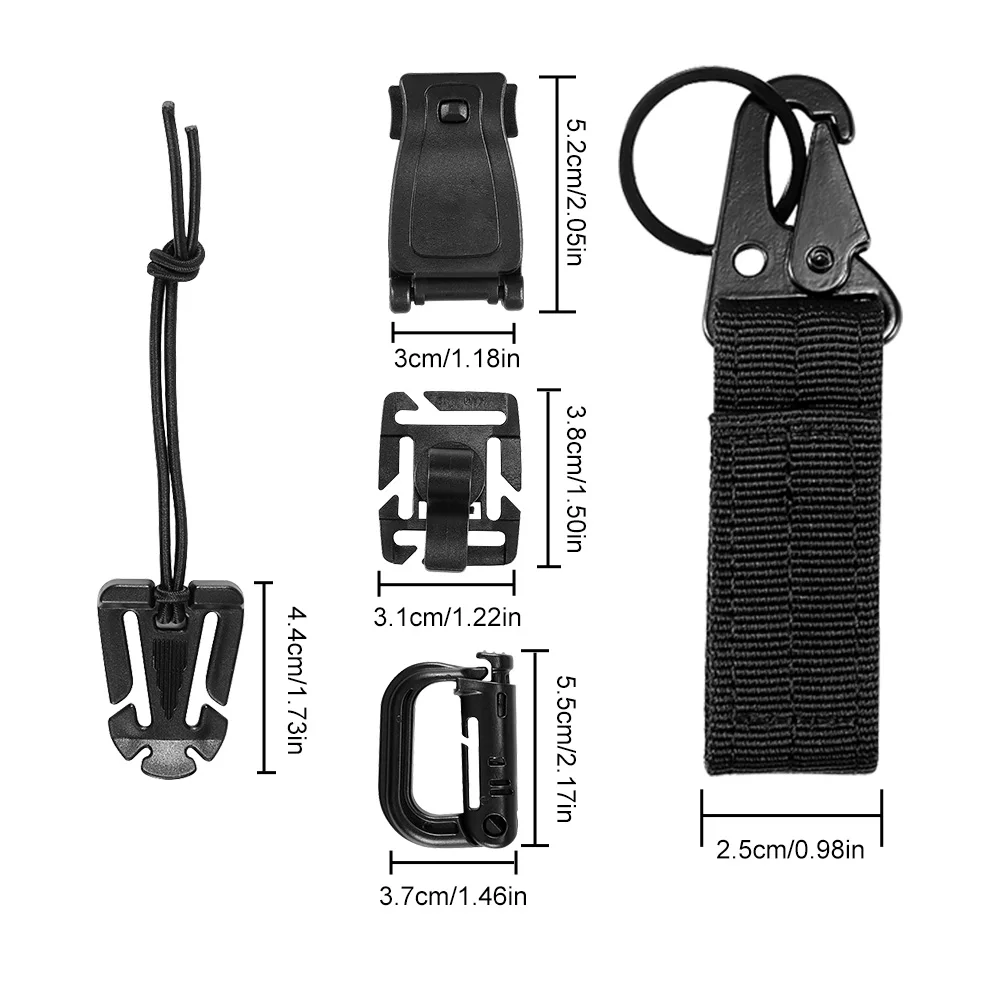 

42/32pcs Tactical Gear Clip Buckle Strap D-Ring Hook Keychain Strap For Molle Backpack Webbing Attachment Outdoor Hiking Camping
