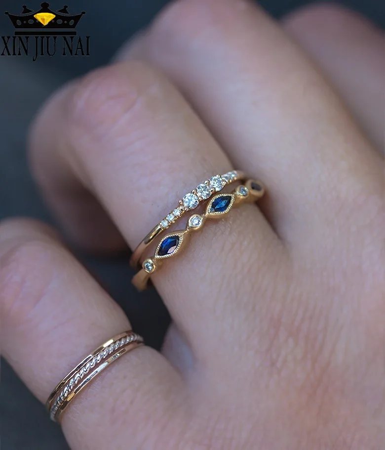 Свадебные Элегантные кольца с австрийским кристаллом золотого цвета