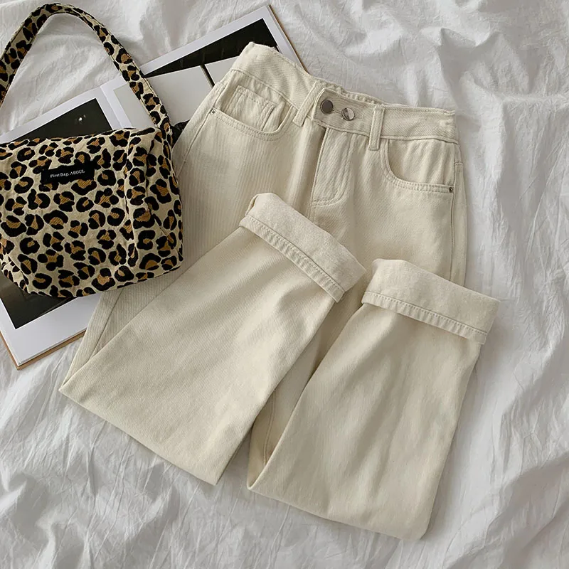 

Women's Pants 2021 Spring Washed Y2k Streetwear Jeans High Waist E Girl Baggy Fleece Catching Straight Denim Pants For