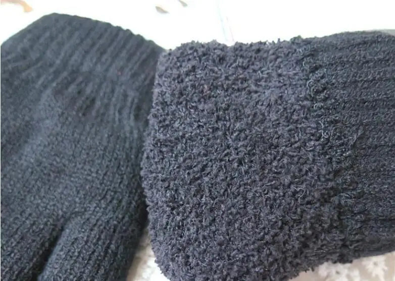 

Autumn winter men women's knitted double layer thicken gloves male women's thermal black gloves plus velvet driving gloves R2023