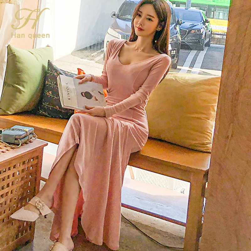 Винтажное элегантное платье H Han Queen для работы вечерние женские осенние длинные