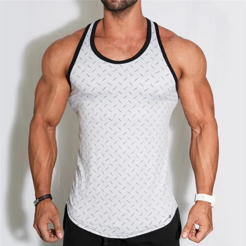

Fashion Print Sleeveless Tank Top Men Vest Sleeveless O-neck Top Mens 126#