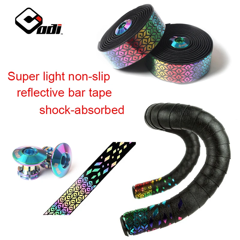 

ODI MTB Handlebar Tape Colorful Reflective Super Light Bike Tape Anti-Vibration PU Bent Breathable Non-Slip Bike Handlebar Bring