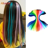 alileader hot selling one clip in hair 20 inches one clip in hair extention hairs colorful synthetic clips more durable straight