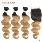 Волосы MOGUL 1B 27, медовый блонд, 34 пряди с сетчатой основой, индийские волосы 10-24 дюйма, волнистые человеческие волосы Реми