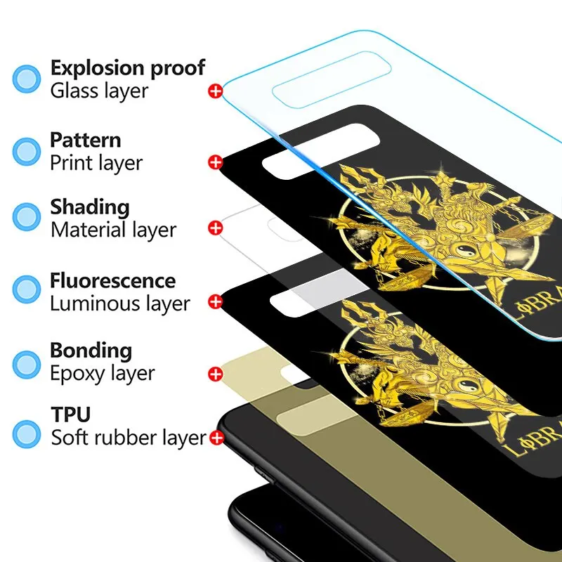 glass case for samsung galaxy s20 fe s10 s9 s8 plus note 20 ultra 10 lite 9 8 tempered phone cover capas anime saint seiya logo free global shipping