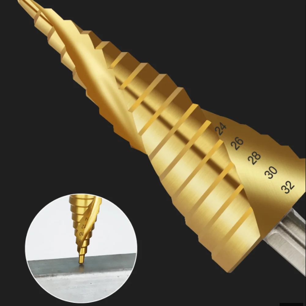 Прямое ступенчатое сверло с треугольным хвостовиком титановая быстрорежущая
