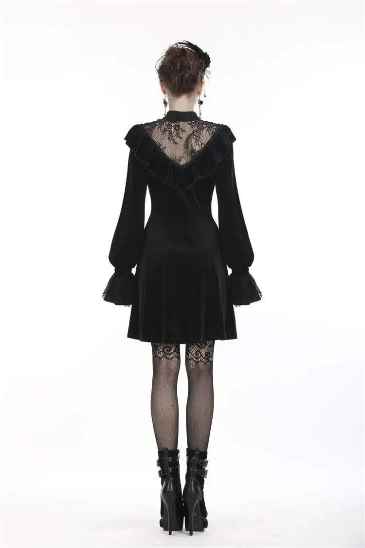 Darkinlove женские готические Ruched Кружева v образным вырезом бархатные платья