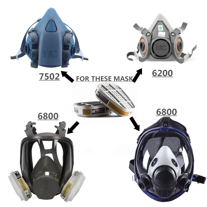 respirator for cleaning chemicals 2pcs/Set New Gas Mask Replaceable Filtering Cartridge Box For 6200/7502/6800 Mask Chemical Respirator Painting Spraying Safety body guard safety gear gloves