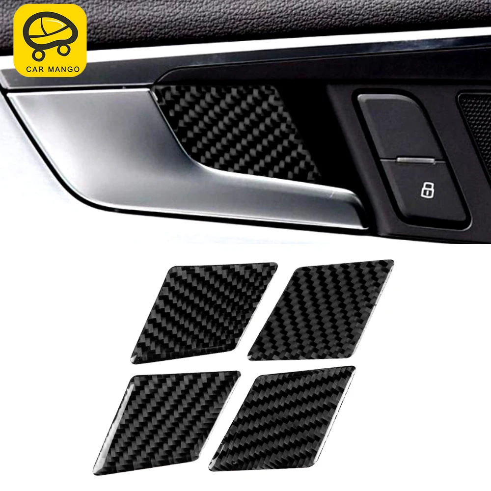 

Автомобильные аксессуары из углеродного волокна для Audi A4 B9 A5 2017 2018 2019 2020, внутренняя дверная ручка, чаша, панель, рамка, наклейка, отделка