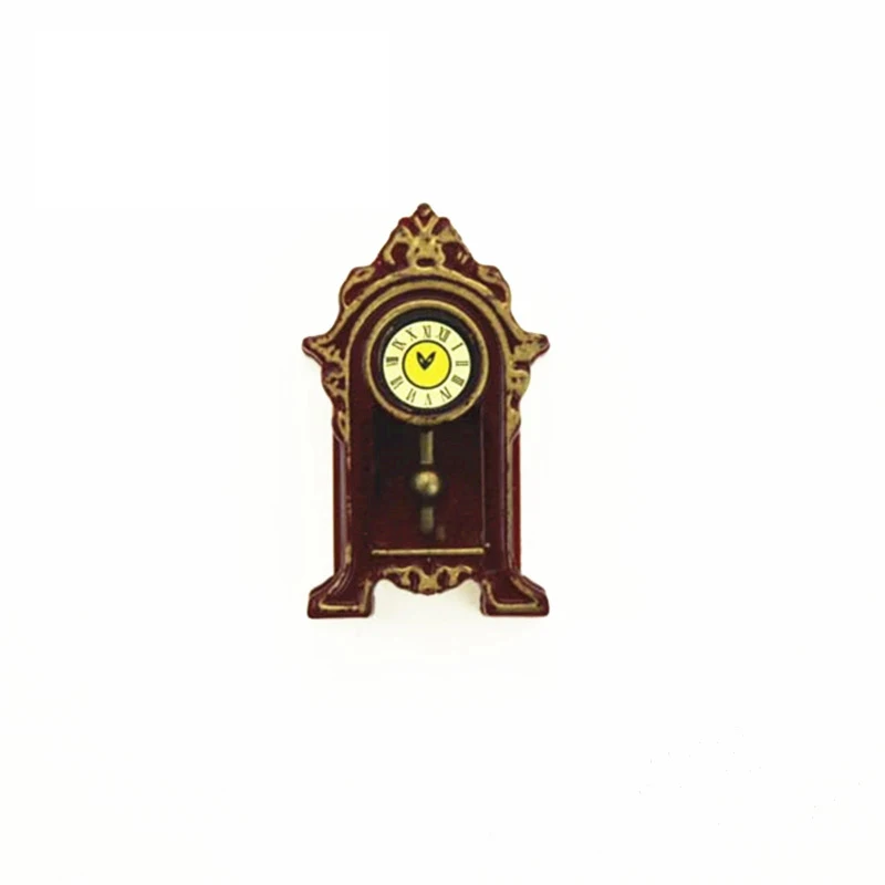 1:12 Кукольный домик Миниатюрные маятниковые часы DIY дом аксессуары деревянные
