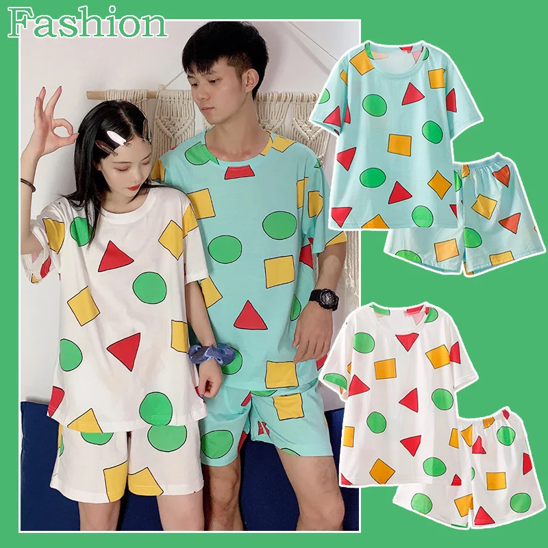 Пижама Sin Chan женская пижама для мужчин/женщин Летняя одежда сна костюмы с шортами