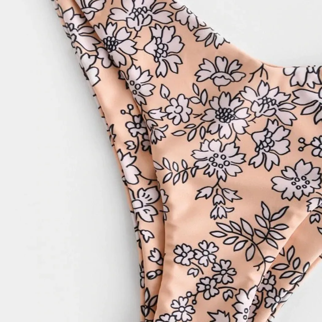 

Women Flower Printed High Cut V Wired Bikini Swimwear Swimsuit Beachwear bikinis 2020 brazilian womans
