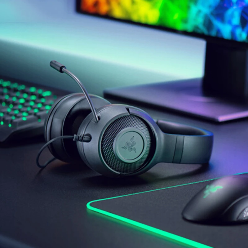 Оригинальная игровая гарнитура razer Kraken X, 7,1 объемный звук, ультралегкие наушники с шумоподавлением для ПК/ноутбука/Xbox/телефона, геймера