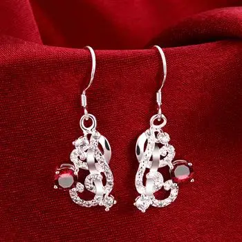 

Hot Selling Popular Geometric Art Fashion Jewelry Hot Selling Popular Red Zircon Lady Earrings