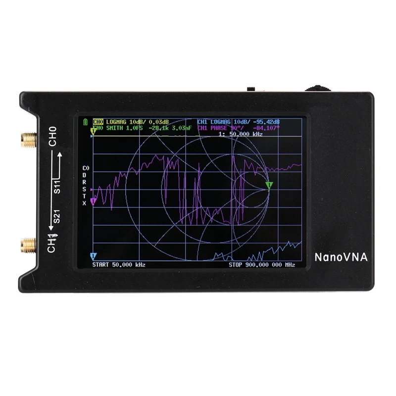 

4-дюймовый ЖК-экран для векторного анализатора сети NanoVNA-H 50 кГц-1,5 ГГц, батарея 1950 мАч, аналогичная антенна для короткой волны