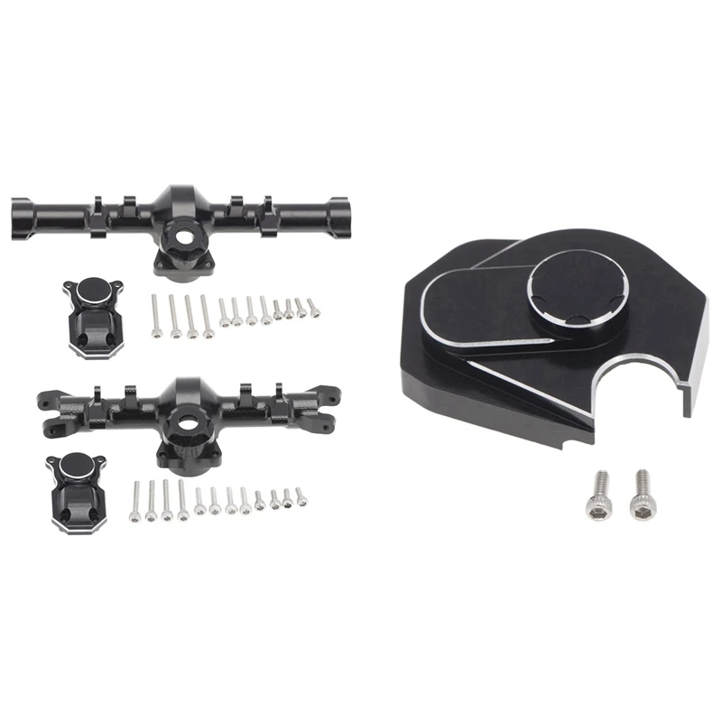 Metal Gearbox Cover Gear Dust Cover Upgrade Parts with Metal Front & Rear Axle Diff Cover Upgrade Accessories
