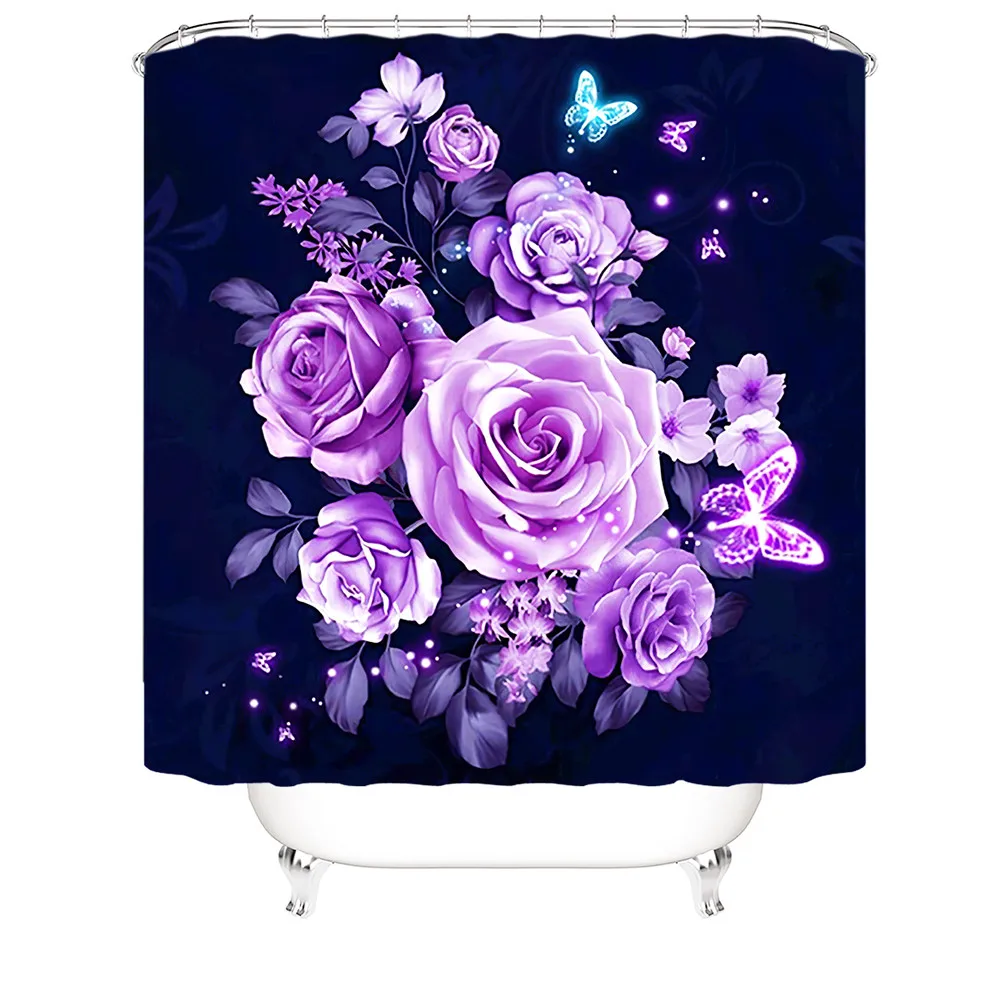 Креативная занавеска для душа с мультяшными животными волком и овечкой розами