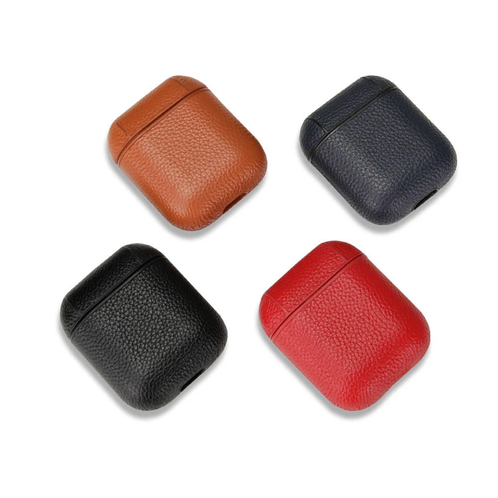 LISM чехол из натуральной кожи для Apple Airpods 1/2 противоударный ПК чехол для AirPods протектор для наушников Litchi шаблон чехол Капа