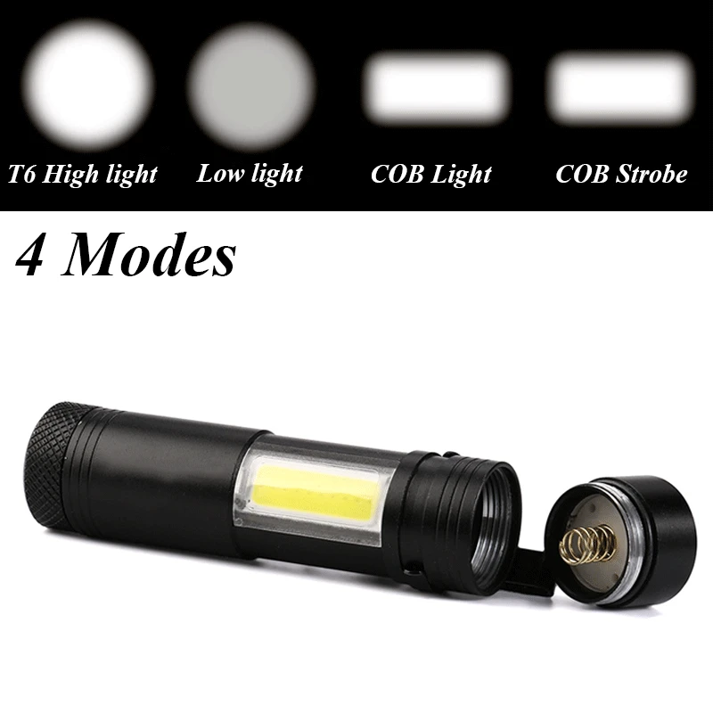MINIC LED Q5 COB Flashlight Waterproof Torch Portable Lantern 4 Modes Bulbs Shock Resistant Aluminum Camping Light | Лампы и освещение